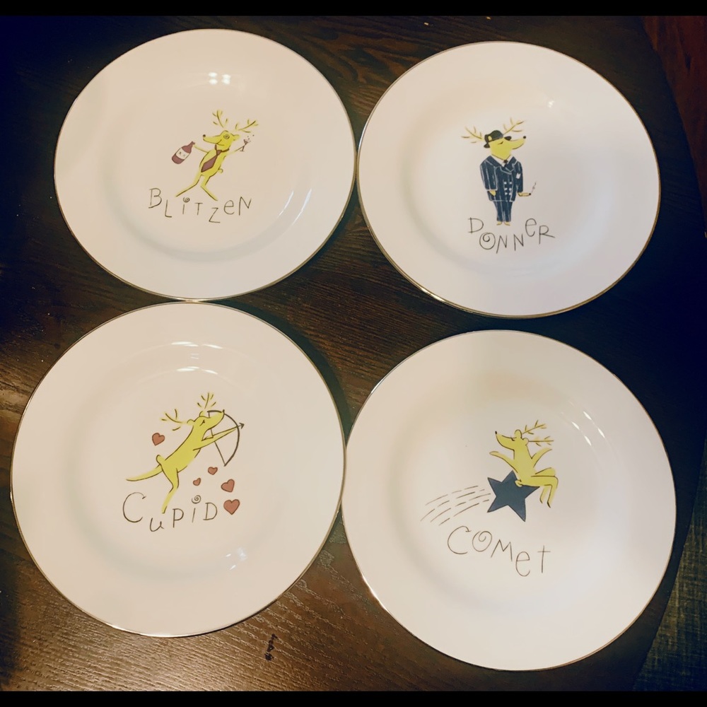 Pottery Barn Christmas reindeer plates